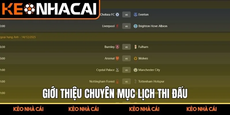 Giới thiệu chuyên mục Lịch Thi Đấu tại Kèo Nhà Cái