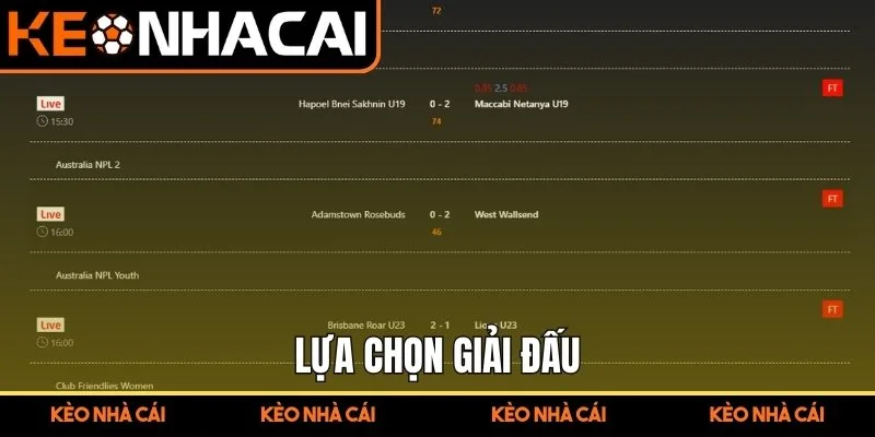 Lựa chọn giải đấu